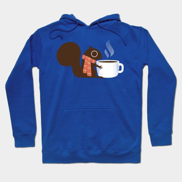 Cute Squirrel Loves Hot Coffee Hoodie by Coffee Squirrel